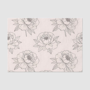 Papier Mousseline Motif d'art en ligne de pivoine doux