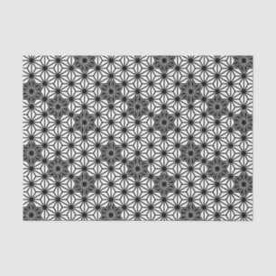 Papier Mousseline Motif d'Asanoha de Japonais - blanc et noir