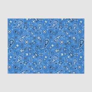 Papier Mousseline Motif de Bandana Retro Blue Paisley