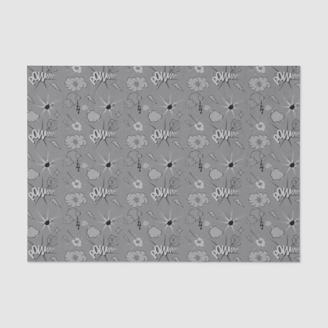 Papier Mousseline Motif de bandes dessinées Retro Grey (Recto)
