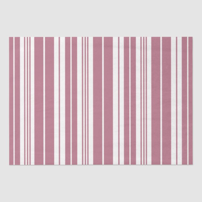 Papier Mousseline Motif de bandes verticales blanches roses (Recto)
