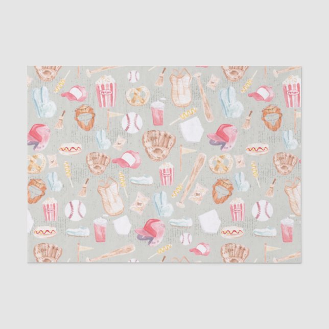 Papier Mousseline Motif de base-ball aquarelle (Recto)