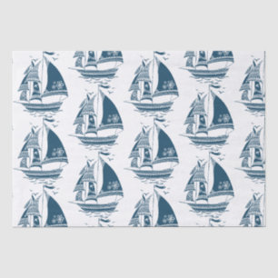 Papier Mousseline Motif de bateau à voile bleu marine