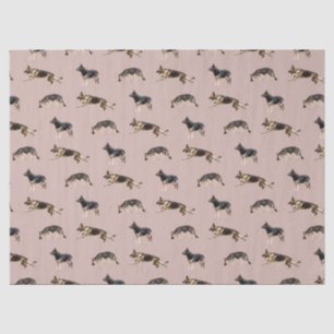 Papier Mousseline Motif de berger allemand (rose)