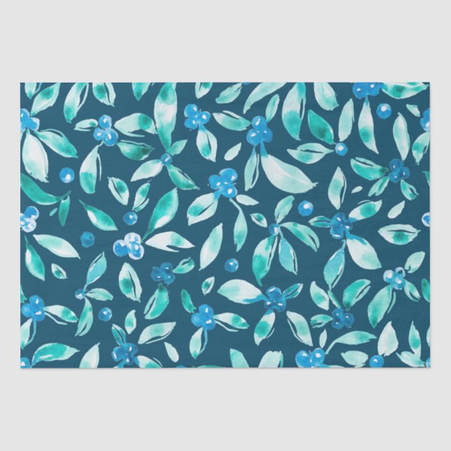 Papier Mousseline Motif de bleuet aquarelle (Recto)