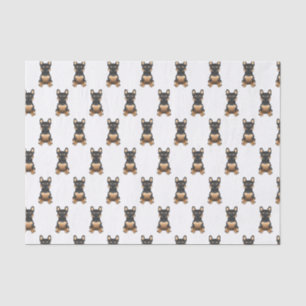 Papier Mousseline Motif de Bouledogue Français noir et feu / Chien F