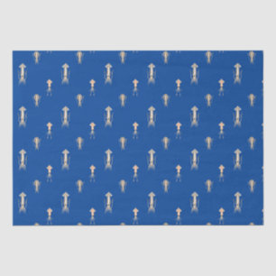 Papier Mousseline Motif de calmar bleu profond