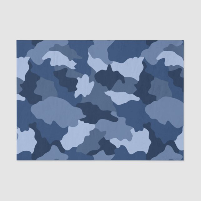 Papier Mousseline Motif de camouflage bleu (Recto)