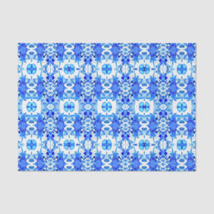 Papier Mousseline Motif de carreaux Bleu et Blanc Cobalt