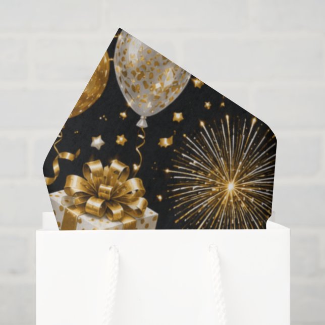 Papier Mousseline Motif de Célébration du Nouvel An Luxueux (Sac cadeau)