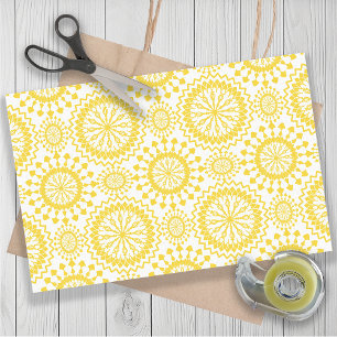 Papier Mousseline Motif de cercle jaune rustique blanc
