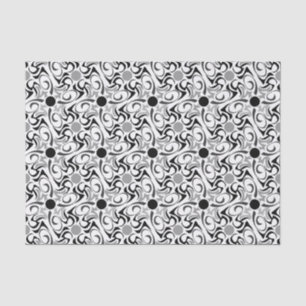Papier Mousseline Motif de céréales tribales noir et blanc