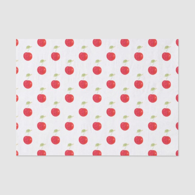 Papier Mousseline Motif de cerise aquarelle (Recto)