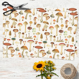 Papier Mousseline Motif de champignon vintage