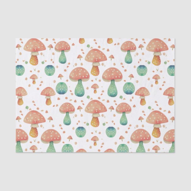 Papier Mousseline Motif de champignons mignons (Recto)