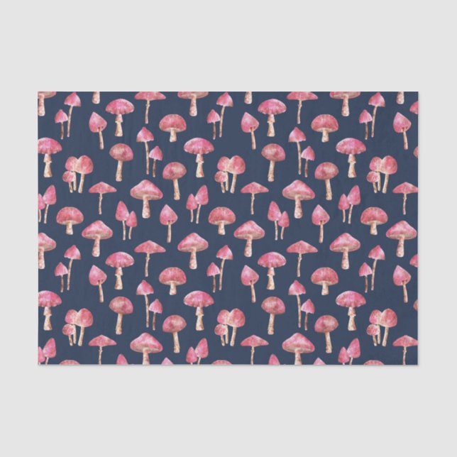 Papier Mousseline Motif de champignons roses (Recto)