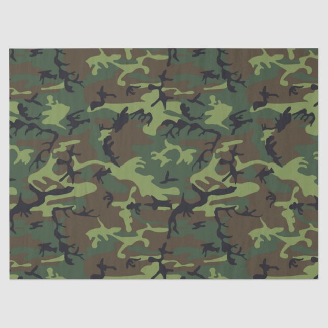 PAPIER MOUSSELINE MOTIF DE CHASSE CAMOFLAGE (Recto)