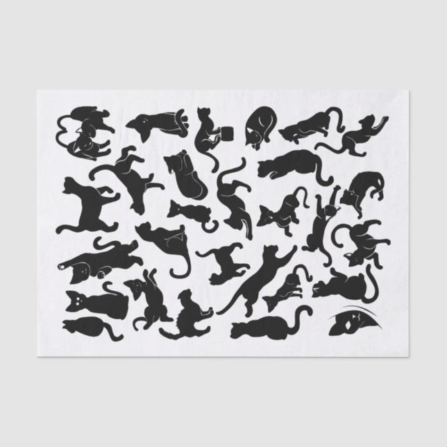 Papier Mousseline Motif de chat noir (Recto)