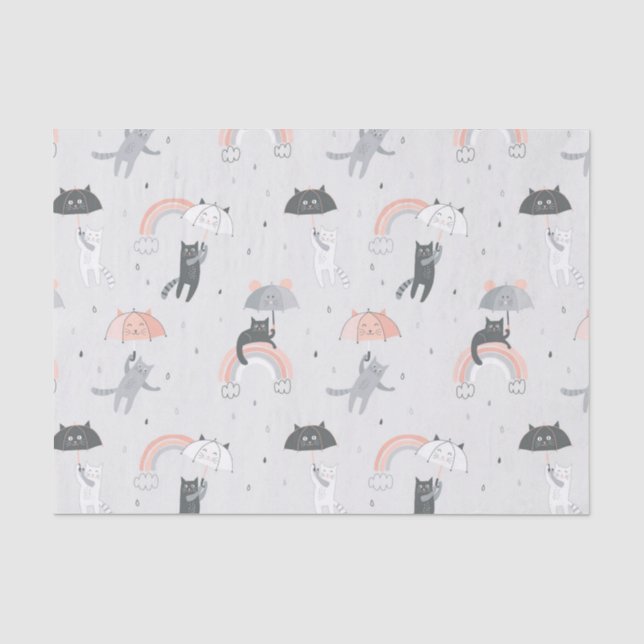 Papier Mousseline Motif de chats à plume (Recto)