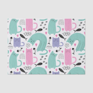 Papier Mousseline Motif de chats mignons