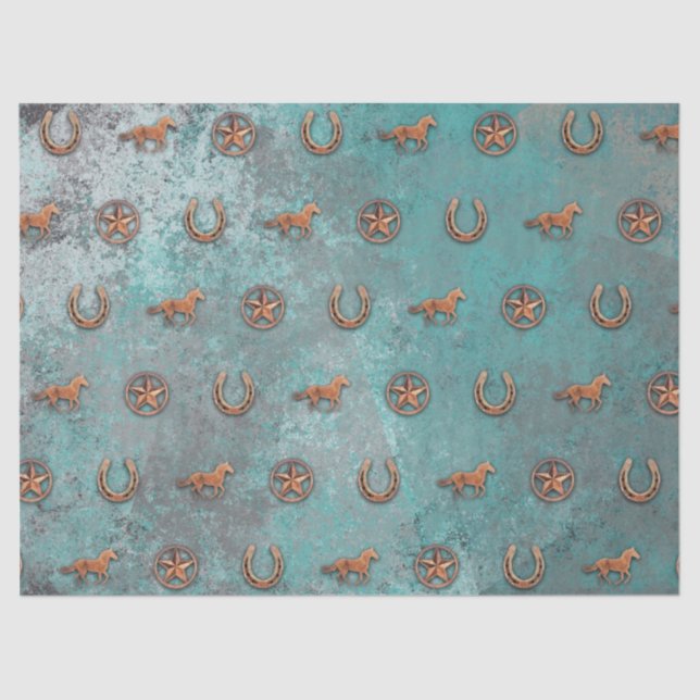Papier Mousseline Motif de cheval (bleu) (Recto)