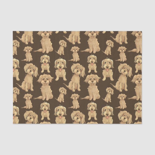 Papier Mousseline Motif de chien Brown labradoodle doré (Recto)