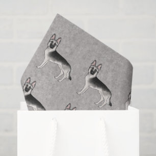 Papier Mousseline Motif de chien de dessin animé Berger allemand gri