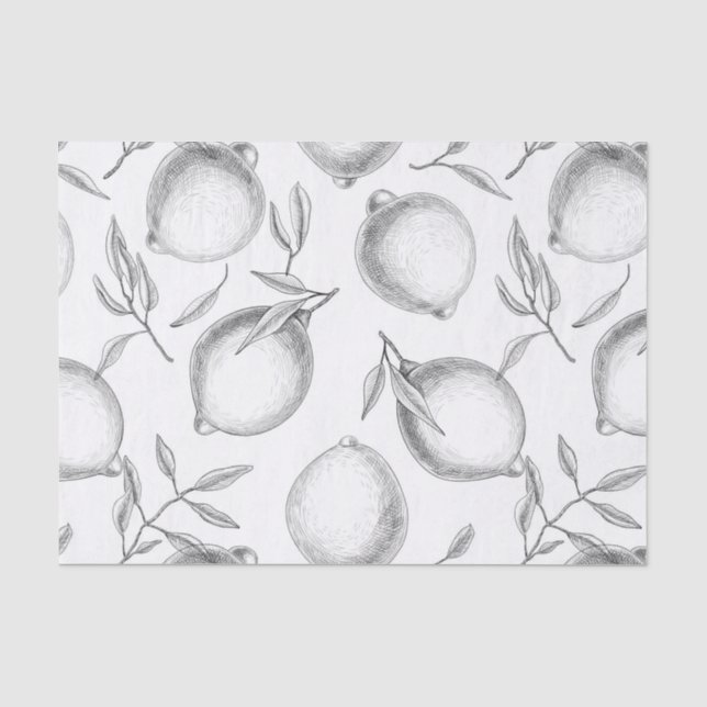 Papier Mousseline Motif de citron dessiné à la main (Recto)