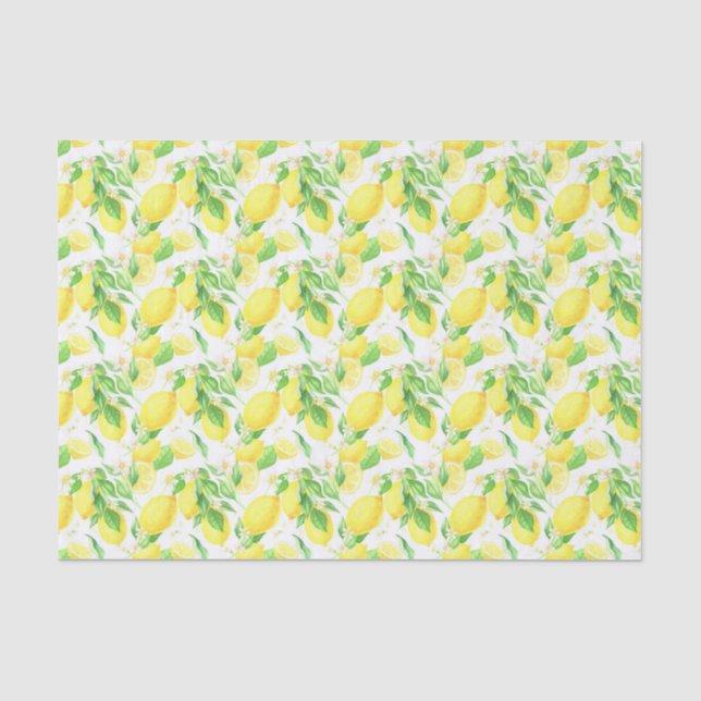 Papier Mousseline Motif de citrons jaunes et verts (Recto)