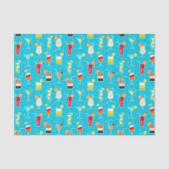 Papier Mousseline Motif de cocktail sur l'arrière - plan turquoise (Recto)