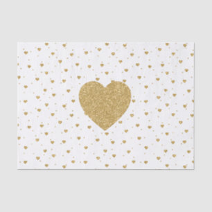 Papier Mousseline Motif de coeur de Parties scintillant d'or