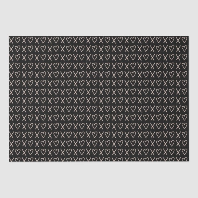 Papier Mousseline Motif de coeur Xo Valentines (Recto)