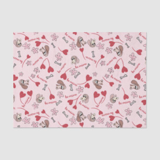 Papier Mousseline Motif de coeurs et de bassets