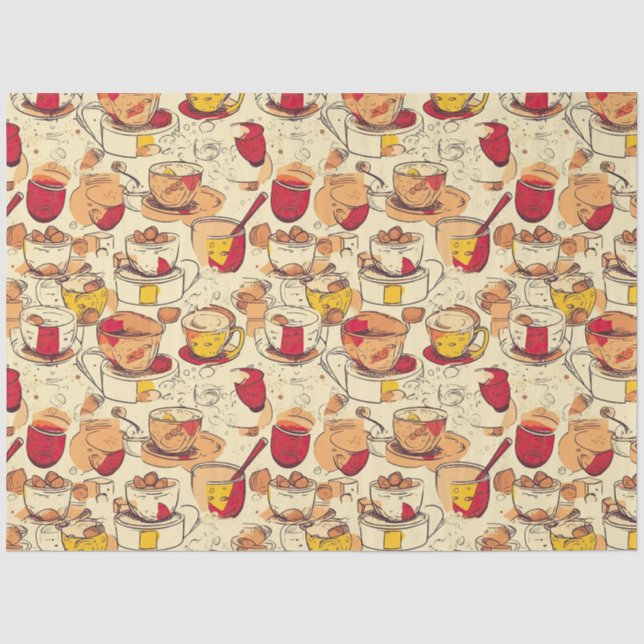 Papier Mousseline Motif de collage à l'éphémère no 3 Affogato (Recto)