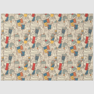 Papier Mousseline Motif de collage de l'éphémère du café Americano