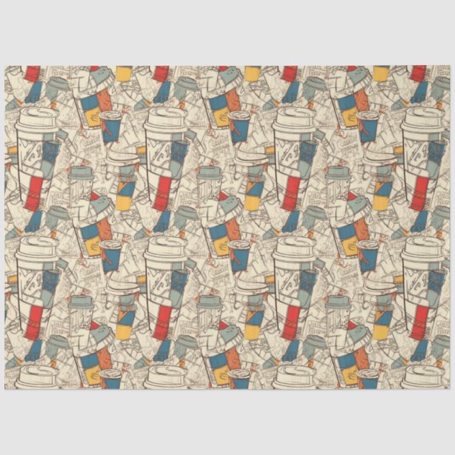 Papier Mousseline Motif de collage de l'éphémère du café Americano (Recto)