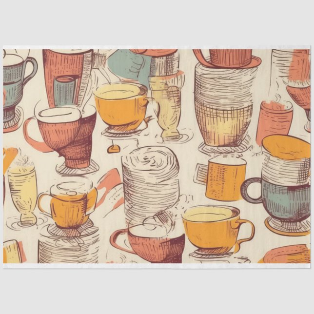 Papier Mousseline Motif de collage d'éphémère de café Affogato (Recto)