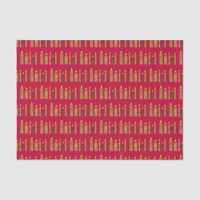 Papier Mousseline Motif de collage d'or de Noël en rouge (Recto)