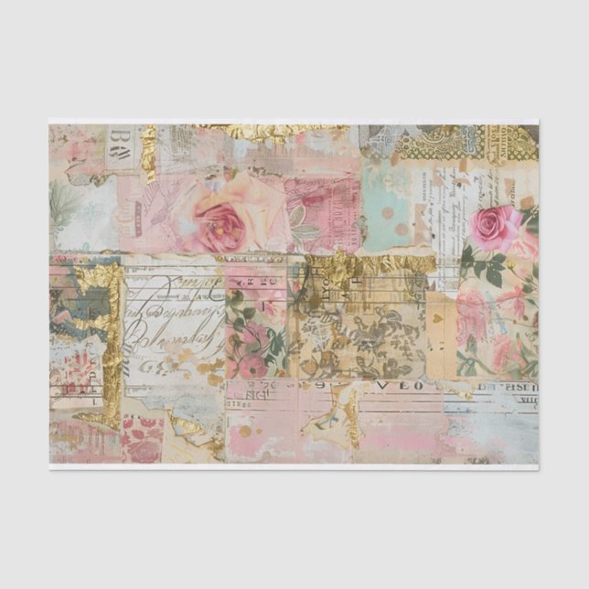 Papier Mousseline Motif de collection d'antiquités roses (Recto)