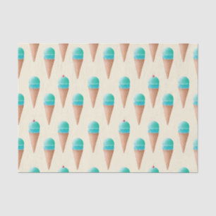 Papier Mousseline Motif de cône de glace bleu, jaune clair