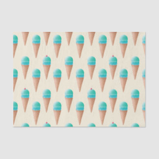 Papier Mousseline Motif de cône de glace bleu, jaune clair