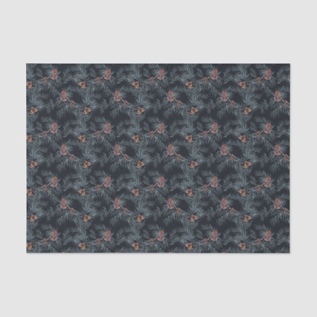Papier Mousseline Motif de cône de pin d'aquarelle de Noël (Recto)