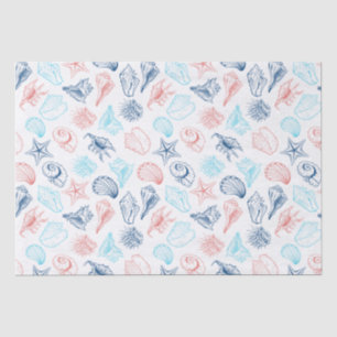 Papier Mousseline Motif de coquillages de plage tropicaux