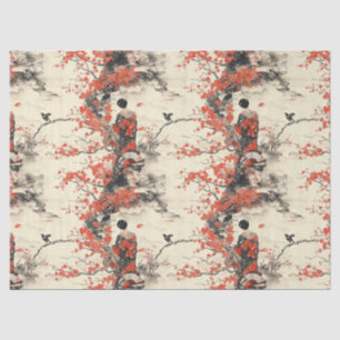 Papier Mousseline Motif de couple de kimono romantique Sakura (2)