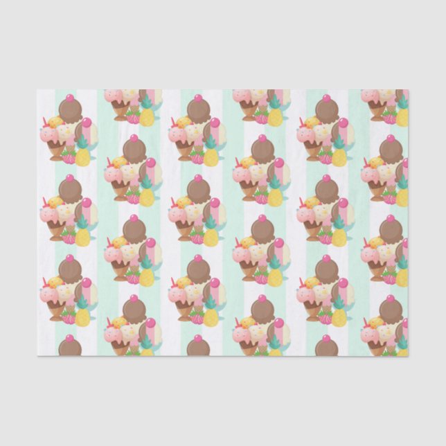 Papier Mousseline Motif de crème glacée mignonne (Recto)