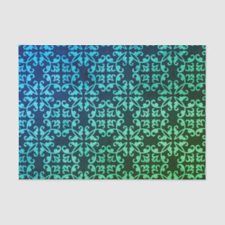 Papier Mousseline Motif de Damas de Gradient vert de paon 