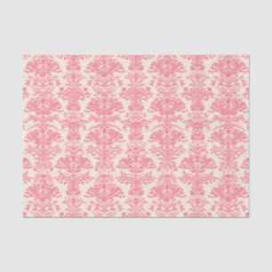 Papier Mousseline Motif de Damas ornementale rose