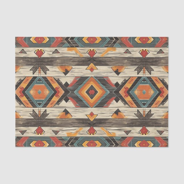 Papier Mousseline Motif de découpage en bois Aztec Faux (Recto)