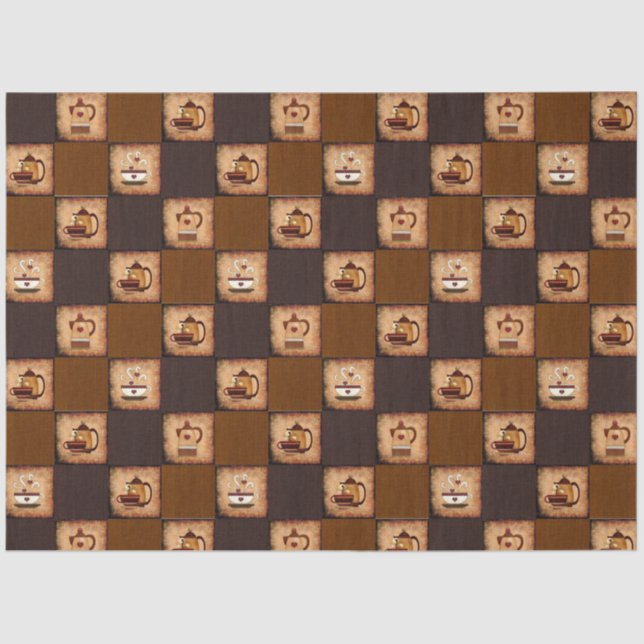 Papier Mousseline Motif de découpage rustique Conception de café (Recto)