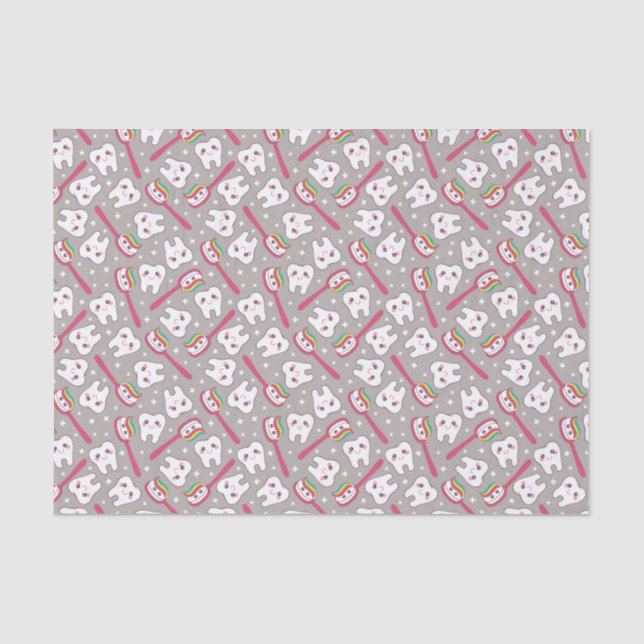 Papier Mousseline Motif de dents d'arc-en-ciel (Recto)
